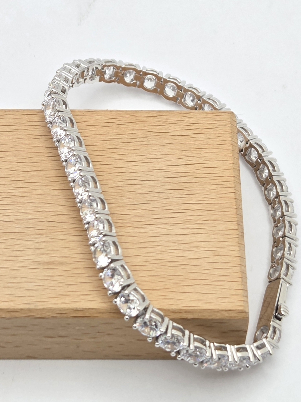 Classic Silver Round CZ Tennis Bracelet 7.5"